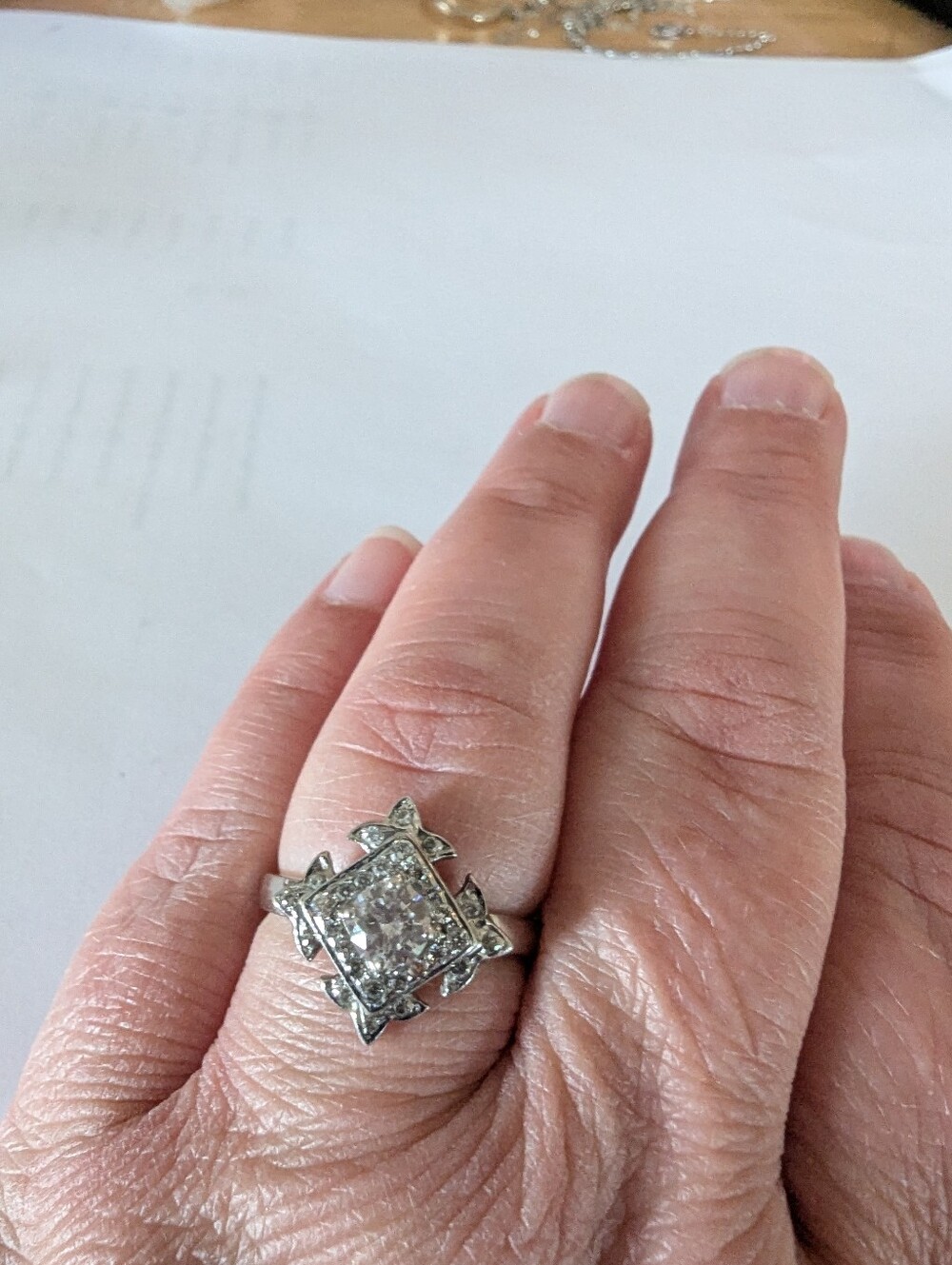 Sterling Silver Cubic Zirconia Square Halo Ring - Silver